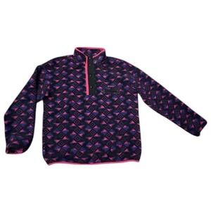 Columbia Womens L Fleece Pullover Aztec Snap Neck Retro Cozy Colorful Cabin Ski